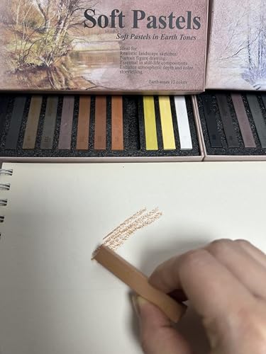 12‑Pack Earth‑Tone Soft Chalk Pastels,Artist Pastels (Brown) | Soft Pastels for Artists Professional Grade Square Chalk Soft Pastels Blendable, For Artist,Drawing, Painting & Sketching - color: Brown