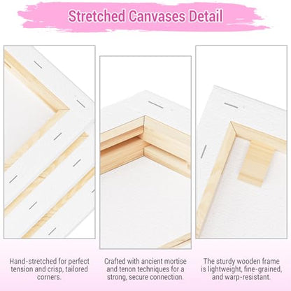 Stretched Canvases for Painting, 8x10 Inch Painting Supplies for Artists, Blank Canvas Pack, 6-Pack for Acrylic, Oil and Gouache Paints - size: White-8×10