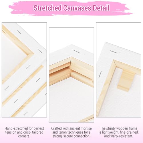 Stretched Canvases for Painting, 5x7 Inch Painting Supplies for Artists, Blank Canvas Pack, 12-Pack for Acrylic, Oil and Gouache Paints - size: White-5×7