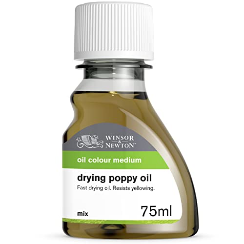 Winsor & Newton Sansodor Drying Poppy Oil, 75ml (2.5oz) Bottle | Pale, fast-drying poppy oil ideal for whites and bright colors to prevent yellowing in fine oil painting. - color: Drying Poppy Oil, style: 2.5-oz Bottle