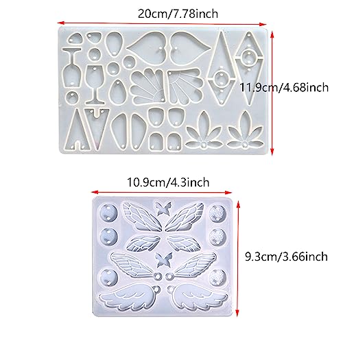 Attuslla Earring Silicone Resin Molds Earring Epoxy Resin Molds DIY Craft with Ear Hooks, Jump Rings for DIY Women Earrings, Pendants, Rings, Jewelry Craft Supplies - color: Style 5