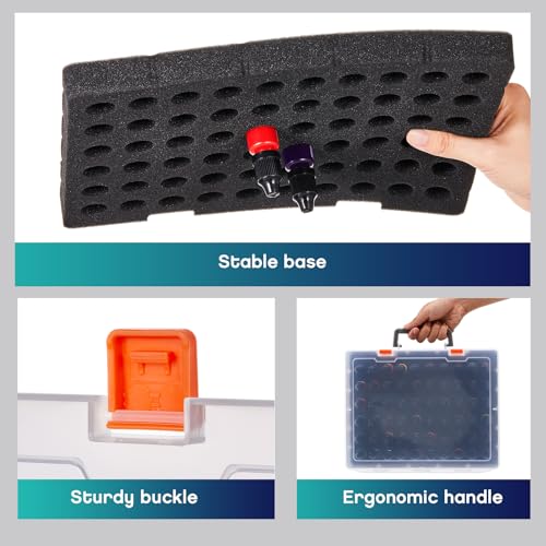 Patelai 2 Pack Alcohol Ink Storage Case and Paint Carrying Organizer Holder Fits 120 Pcs 0.78 Inch Bottles, Portable Storage Box with Foam Insert for Alcohol & Paint Ink, Art Supplies - size: 60*0.35 oz