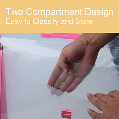 12x16.5 Art Portfolio Case A3 PP Plastic Transparent Pink Pack of 1 | Oxford Cloth Edge Waterproof Fits 11x14 Photo Prints and Art Paper - color: Pink