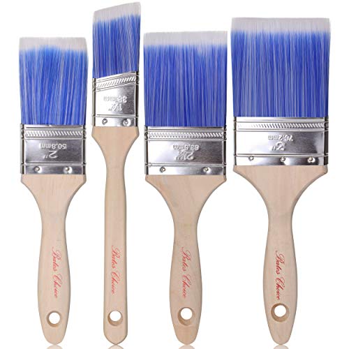 Bates 4 Pack Professional Paint Brush Set - Treated Wood Handle, Small & Stain Brushes - color: Wood Handle Angle/Flat, size: 4 Pack, 1.5", 2", 2.5", 3"