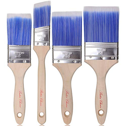 Bates 4 Pack Professional Paint Brush Set - Treated Wood Handle, Small & Stain Brushes - color: Wood Handle Angle/Flat, size: 4 Pack, 1.5", 2", 2.5", 3"