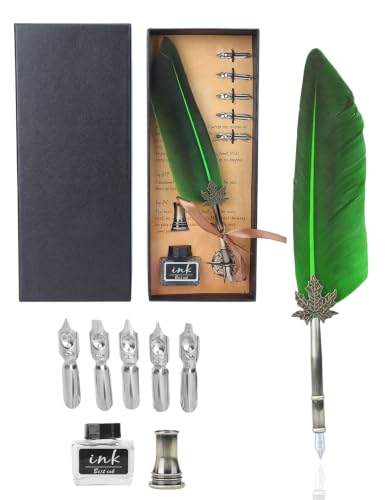 Hapivida Vintage Quill Dip Pen Set – Elegant Calligraphy Calligraphy Pen | Antique Stainless Steel Nib Smooth Writing, Artistic Drawing Pen, Holder & 5 Replacement Tips Quill Pen Feather Pen