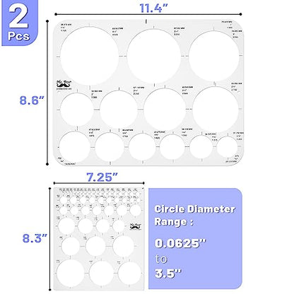 Mr. Pen- Circle Template, 2 pcs, Large and Small Size, Circle Stencil - style: Circle Template, 2 pcs