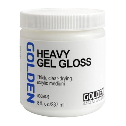 Golden Artist Colors - Heavy Gel Gloss - 8 oz Jar | Artist grade thick acrylic medium; thickens, extends colors, alters sheen, and adds translucency. Transparent