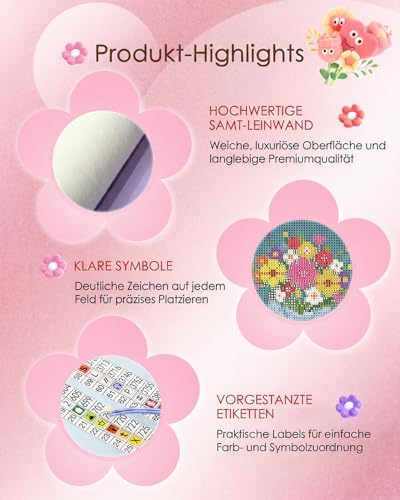 forever young Bouquet Small Diamond Art Kits, 5x7 Inch Canvas | 8 PCS DIY square diamond painting kits for beginners and adults, perfect for collecting, display ＆ relaxing stress relief - color: Bouquet