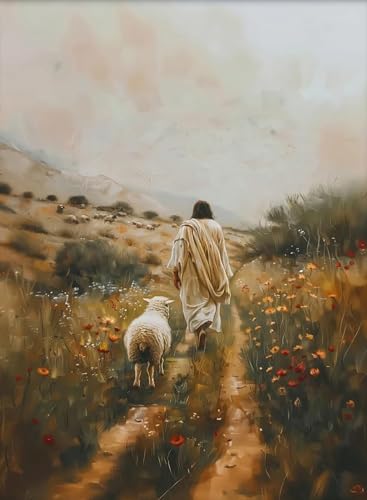 Jesus Paint by Numbers Kit for Adults Framed Canvas 12X16 in, Frameworkless | Easy Adult Paint by Number Kits on Canvas DIY Christianity Painting for Beginners Art by Numbers for Home Wall Decor Gift - color: YH02806