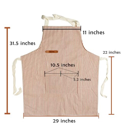 Professional Unisex Chef Apron – Cross-Back, Large Pockets, Water-Resistant Cotton Canvas - color: Brown Stripe