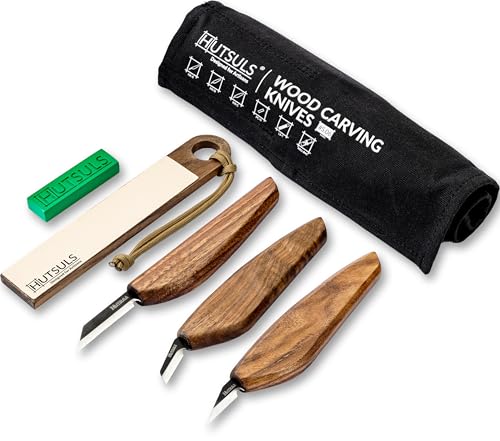 Hutsuls S.06 Wood Carving Knives Kit - Carver’s Choice Whittling Knives for Precision Work, Complete Beginners Whittling Wood Carving Knife Set, Master Craft Wood Whittling Kit for Beginners Kids - color: walnut