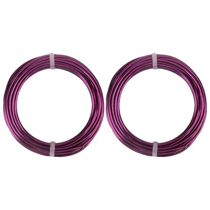 2 Rolls Aluminum Craft Wire, 9 Gauge (3mm) Flexible Metal Wire for Jewelry Making, 65.6 Ft (32.8 Ft/Roll) Bendable Armature Wire for Bonsai, Sculpting and DIY Crafts [Purple] - size: 9Gauge 32.8Ft Each, style: Purple