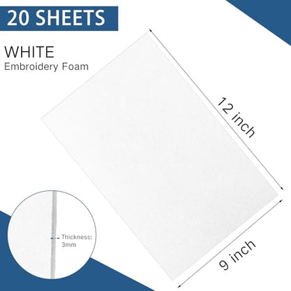 Innconee 20 Pcs 3mm Embroidery Foam EVA Foam Sheets for 3D Embroidery Arts and Crafts, DIY Projects, Hand Sewing, Quilting, Hats, Cosplay Costumes, Pillows (White,9 x 12 Inch) - color: White, size: 9 x 12 Inch