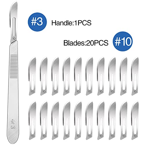 YixangDD 21PCS 20 Scalpel Blades with #10 Scalpels Surgical Sterile Blades - color: Stainless-steel