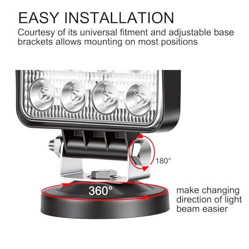 Willpower 4 inch 48W LED Work Light Bar with Magnetic Base, Cigarette Lighter Powered, Portable Off Road Lights Spot Driving Fog Lights for Truck 4x4 Car SUV Trailer Tractor Engineering Garage Camp - size: 4'' - 48W - Spot
