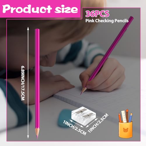 36 Pack Pink Colored Pencils for Kids, Pre-sharpened Art Pencils Back to School Supplies Set, Drawing Sketching Pencils for Students, Teachers, Classroom - color: pink