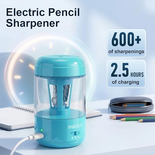 Babilous Rechargeable Electric Pencil Sharpener with Auto Feed & Auto Eject - color: Blue