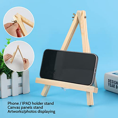6PCS Wood Easels, 9 Inches Tabletop Easels, Tripod, Painting Party Easel, Kids Student Tabletop Easels for Painting, Art Craft Painting Easel Stand for Artist Adults Students - style: 6