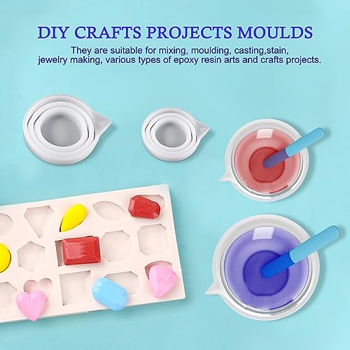 4 Pcs Silicone Resin Measure Cups Graduated Silicone Measuring Collapsible Silicone Measuring Cups,50ml/100/250ml/500ml Silicon Mixing Cups, for Epoxy Molds,Tumbler Making,Paint Making