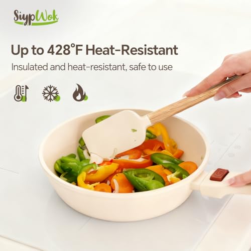 Silicone Spatula Set, Food Grade Rubber Spatula-5 Piece Nonstick Rubber Spatulas, Spoonula, Jar Scraper for Cooking, Baking, Mixing, Frosting - Heat Resistant Up to 600°F (5 Pcs Off-White) - color: White