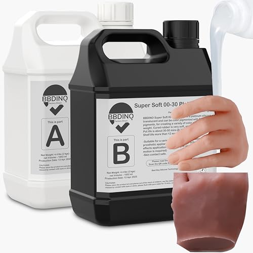 BBDINO 00-30 Super-Soft Silicone Rubber Flesh Like Translucent 8.8 Lbs | Skin Safe 1A:1B Mix Platinum Liquid Silicone for Practice Skin/Prosthetic Appliances/Cushioning for Orthotics/Special Effects - size: 1 Gallon 4000g