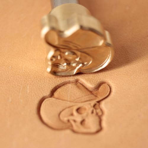 DandS ltd Leather Stamp Tool,Skull with Hat, Professional Steel Craft Tool for Leatherworking, Embossing, Carving & Stamping Leather Projects, Belts Wallets & DIY Projects Compatible with Mallet #358B - color: Skull with Hat 0.70 x 0.82"