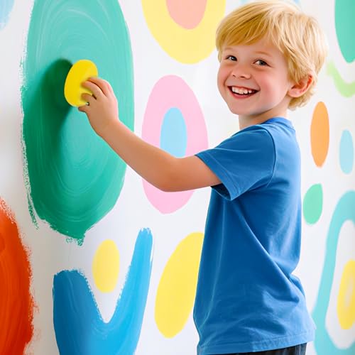 Sukh 16PCS Painting Sponges - Round Foam Pads for Watercolor Art Crafts | Soft Absorbent Pads for Acrylic Painting, Pottery Projects, DIY Crafts and Classroom Activities with Easy Grip Design