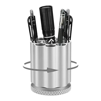 Rotating Revolver Pen Holder, Gun Cylinder Pen Holders, Favorite Pencil Holder and Perfect Stationery Supplies (Silver) - color: silver