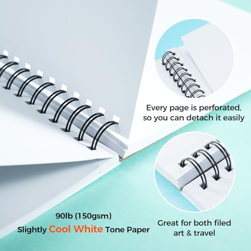 Ohuhu 7"x10" Double-Sided Bleedproof Marker Pad Art Sketchbook 60 Sheets | Large Sketch Book - 90 LB/150 GSM Smooth Drawing Paper - 60 Sheets/120 Pages - Spiral-Bound Sketch Pad for Alcohol Markers - size: 7" x 10”