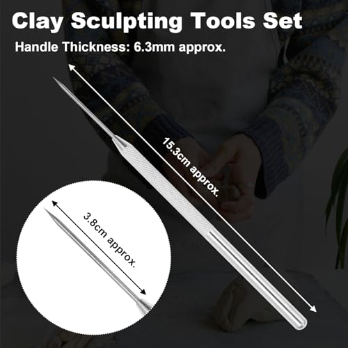 suiwotin 12pcs Pottery Needle Tool Set, Detail Tools for Precision Carving
