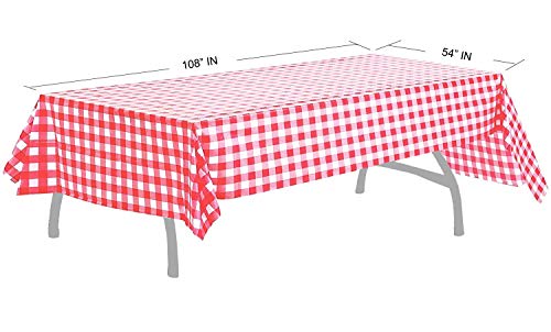 Pcs of 2 Red & White Premium Plastic Checkered Flag Tablecloths Picnic Table Covers, Tablecovers Party Favor (2, RED & WHITE) - color: Red/White