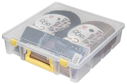 ArtBin Super Satchel 1-Compartment Craft Storage Box, Yellow Latches | One Open Compartment, 15.2 x 8 x 6.2 Inches, Secure Latches, Stackable, Clear Durable Polypropylene - color: Yellow, size: 1 Pack