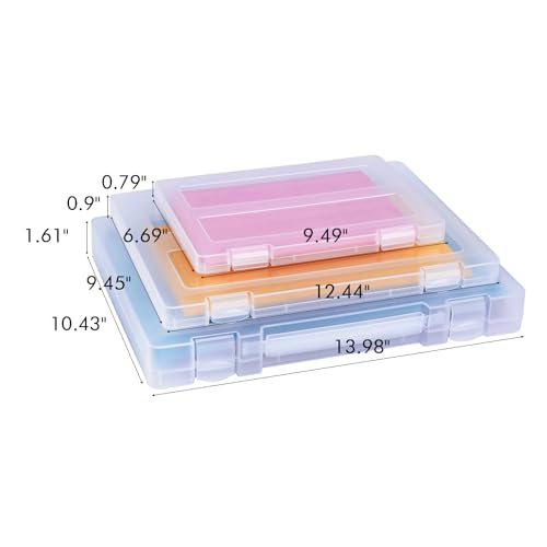 12 Packs Storage Boxes, 8.5 x 11 Plastic Portable Project Case for US letter Size and A4 paper, Plastic Multi-Purpose Thick Scrapbook Storage Box for Office (14x0.6x1.6+12.6x9.5x1+9.5x6.7x0.8 inches) - size: 14x0.6x1.6+12.6x9.5x1+9.5x6.7x0.8 inches