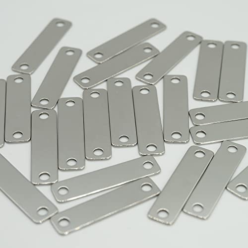 StayMax Metal Engraving Blanks Stamping Blanks 304 Stainless Steel Rectangle Blank Tags with 2 Holes 25 PCS 4cm*1cm