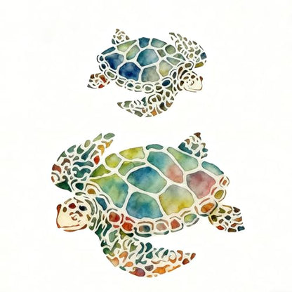 TIAMECH A4 Reusable Sea Turtle Stencil for Painting | Dad and Son, Mum and Daughter Turtles Layering Template, DIY Wood Wall Art & Crafts (8.3x11.7inch) - style: Turtle
