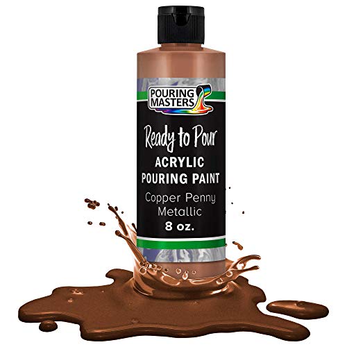 Pouring Masters Copper Penny Metallic Ready to Pour Acrylic Pouring Paint - Premium 8-Ounce Pre-Mixed Fluid Acrylic Paint - Fluid Art Supplies for Canvas, Wood, Paper, Tile & Rocks | Ready to Pour, Premium Pre-Mixed Fluid Acrylic Paint - Fluid Art Supplie