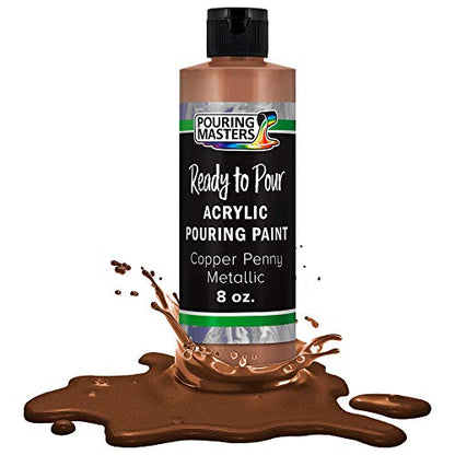 Pouring Masters Copper Penny Metallic Ready to Pour Acrylic Pouring Paint - Premium 8-Ounce Pre-Mixed Fluid Acrylic Paint - Fluid Art Supplies for Canvas, Wood, Paper, Tile & Rocks | Ready to Pour, Premium Pre-Mixed Fluid Acrylic Paint - Fluid Art Supplie