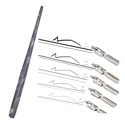 Professional Manga Gothic Dip Pen Calligraphy Drawing Pen Kit, 5 Holders Handles, 10 Nibs (5 Fountain Nib, 5 Flat Nib) - 5 Pcs - color: 5 Pcs