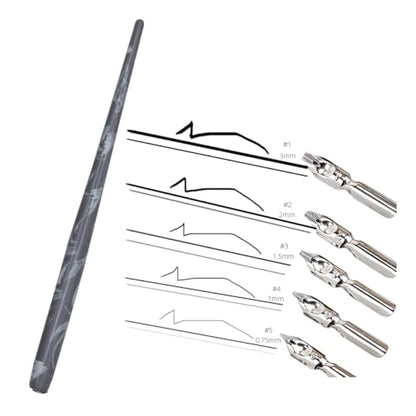 Professional Manga Gothic Dip Pen Calligraphy Drawing Pen Kit, 5 Holders Handles, 10 Nibs (5 Fountain Nib, 5 Flat Nib) - 5 Pcs - color: 5 Pcs