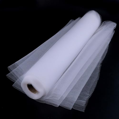 White Tulle Fabric Roll 54 Inch x 10 Yards Tulle Ribbon - color: White, size: 54 Inch X 10 Yards