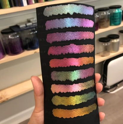 IUILE Handmade Watercolor Paints - RC Dot Card (9 colors). Color Shift, Metallic, Shiny, Shimmer - color: RC Dot
