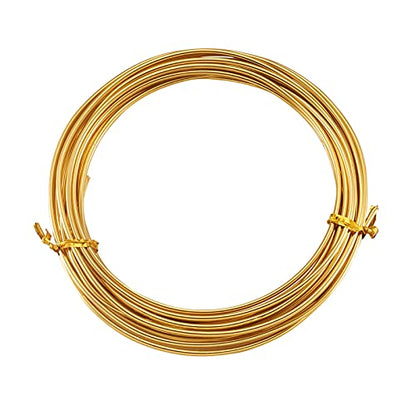 Fashewelry 16.4 Feet/Roll 12 Gauge Aluminum Wire 10 Rolls Gold Bendable Metal Craft Wire for Beading Jewelry Craft Making Total 164 Feet - color: Round-12 Guage-Gold