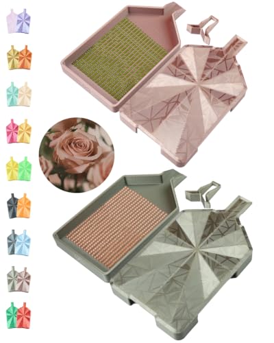 ForeverYoung Crystalline 2-Piece Diamond Art Trays with Lids, Rose Dune | 2-Piece diamond painting trays keeps diamond art beads organized. Practical diamond painting accessories for projects. - color: Rose Dune