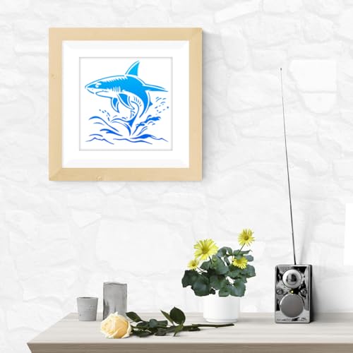 5Pcs Ocean Shark Stencils, Reusable Painting Templates | Multi-Size Plastic Craft Stencils, Shark Marine Wall Stencils, DIY Home Decor Templates for Wood Wall Floor Fabric Furniture - style: Shark