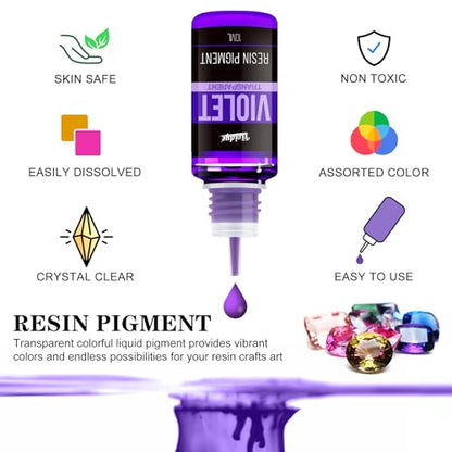 Epoxy Resin Pigment - 30 Colors Concentrated Liquid Epoxy Resin Dye, Transparent Resin Colorant for Resin Coloring, DIY Resin Jewelry Making, Resin Painting, Resin Art Crafts - 0.35oz/10ml Each