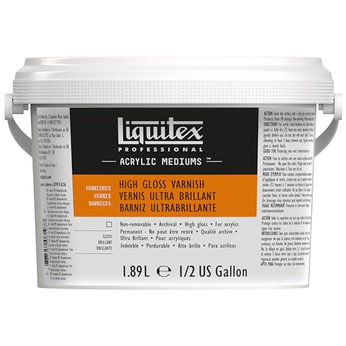 Liquitex Professional High Gloss Varnish, 1.89L (Half Gallon) Bucket | 100% Acrylic Polymer Varnish High Gloss Sheen, Protects & Resists Dirt Retention, Increases Brightness, Resists Discoloration - color: High Gloss, style: 64-oz