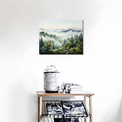 TFIAVSIN Paint by Numbers for Adults Foggy Mountain Landscape Painting by Numbers for Adults Pine Trees and Birds Adult Paint by Number Kits Unique Gift for Adults, 16"x20"(Frameless)