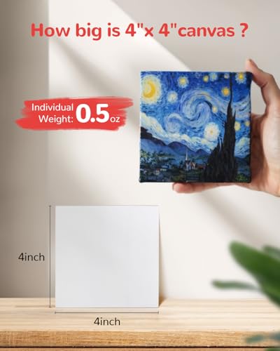 100 Pack 4x4 Inch Mini Canvas Boards for Painting, Square Art Panel - size: 4"x4"- 100pcs