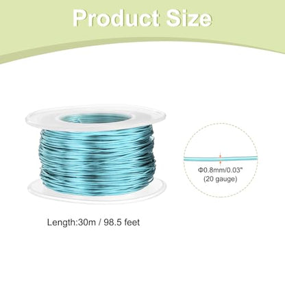 HARFINGTON 20 Gauge Aluminum Craft Wire 0.8mm 98.5ft Flexible Bendable Anodized Metal Jewelry Sculpting Wire for Jewelry Making Modelling Craft DIY, Sky Blue - color: Sky Blue, size: 30M x 0.8mm